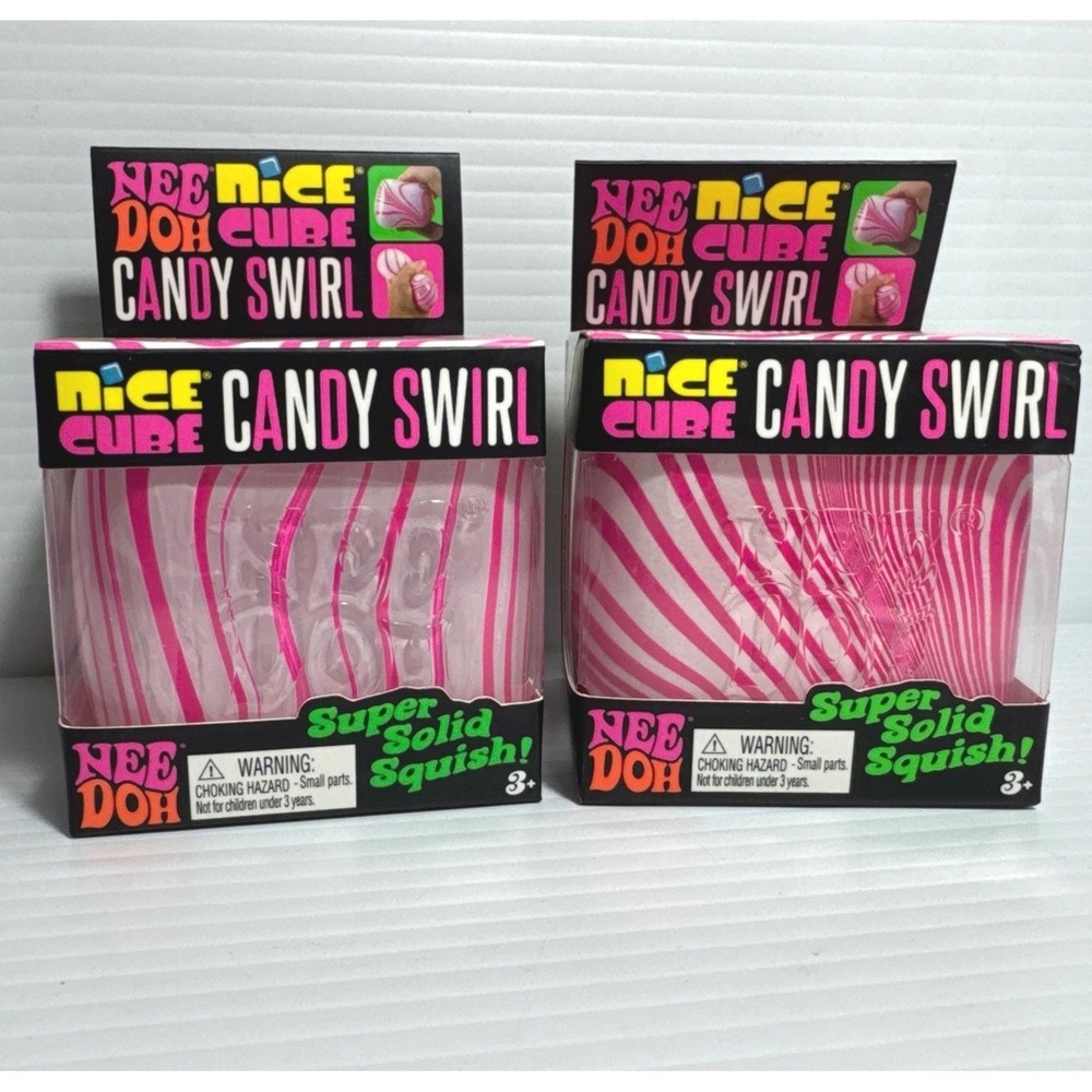 Lot 2 Schylling Nee Doh Nice Cube Candy Swirl Solid Squeeze Pink authentic